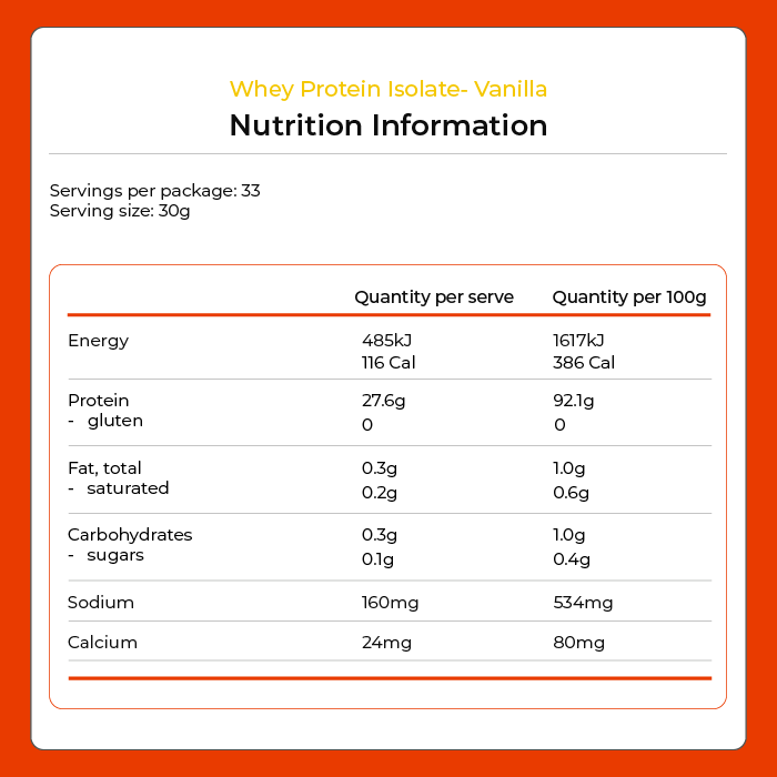 Whey Protein Isolate - Vanilla 1kg