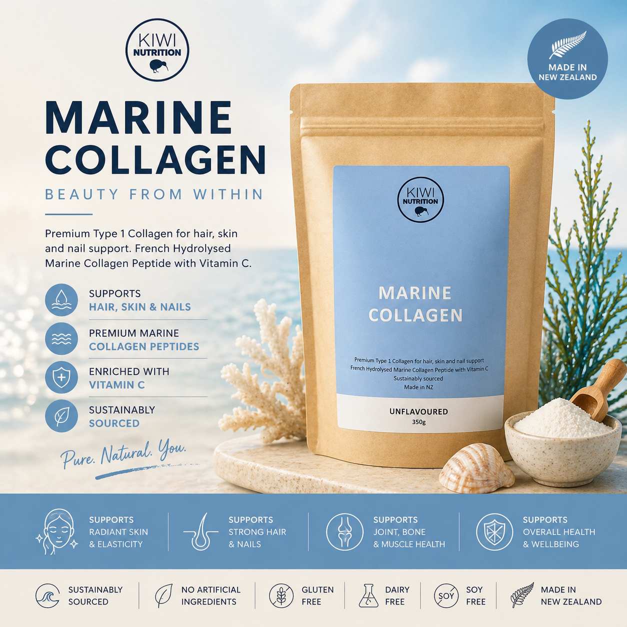 Marine Collagen Powder - Unflavoured 350g