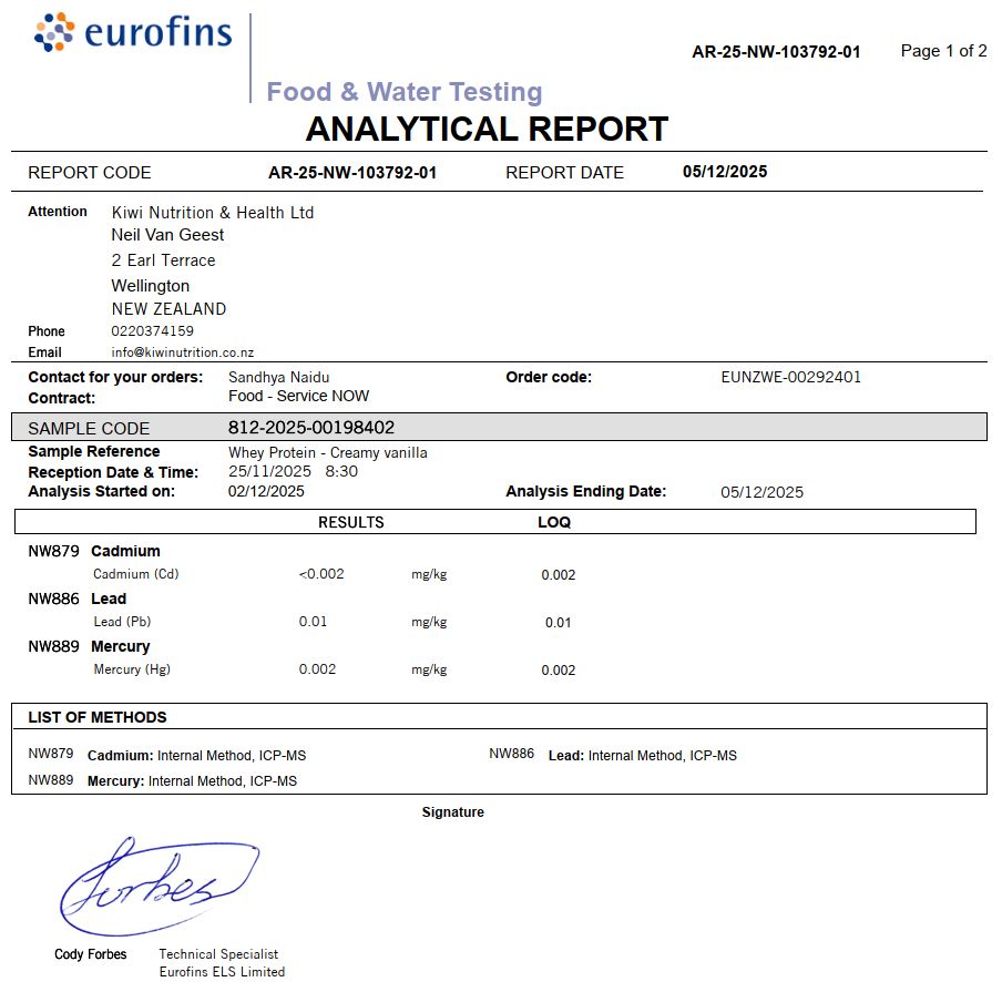 Whey Protein Powder - Vanilla 1kg