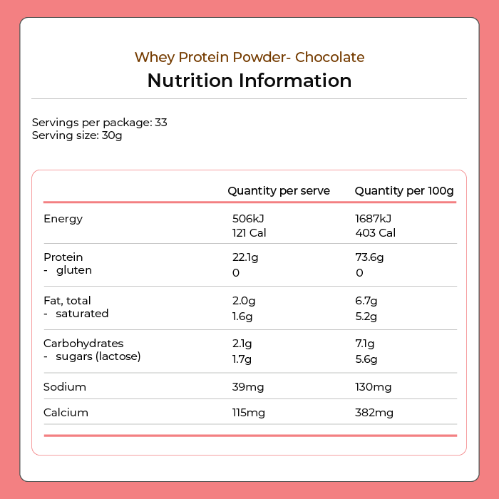 Whey Protein Powder - Chocolate 1kg