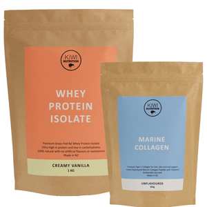 Whey Protein Isolate Collagen Powder NZ, Marine Collagen Powder, Kiwi Nutrion Collagen Whey Bundle Pack